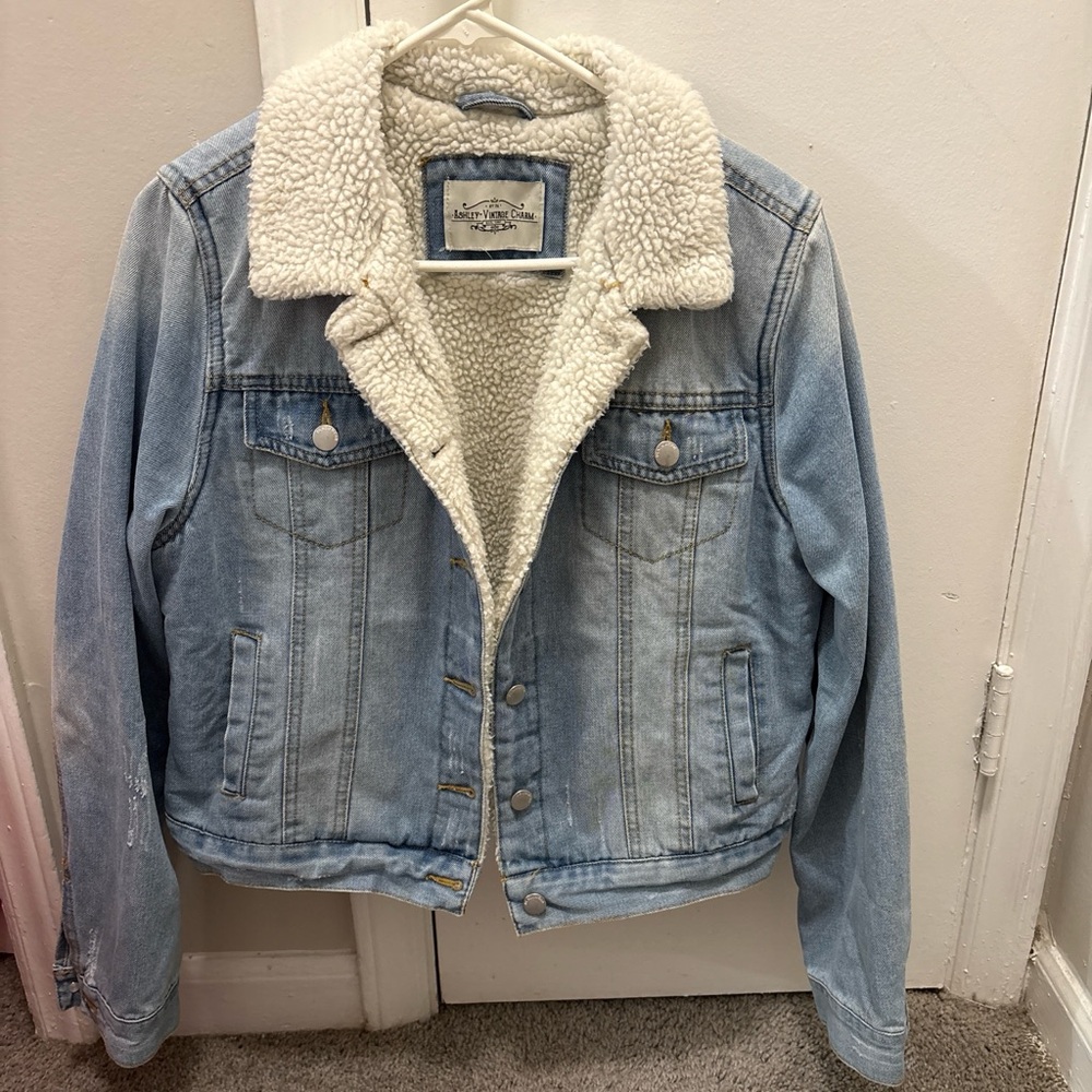 Light Blue Denim Sherpa Jacket